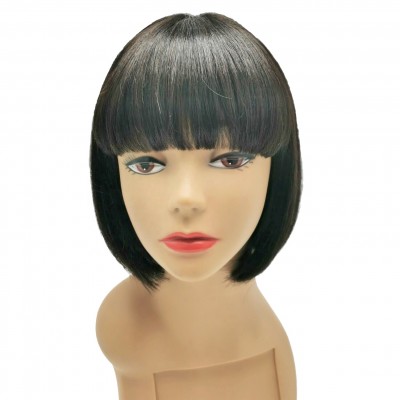 XMH Bob Wigs with Bangs Brazilian Straight Human Hair Wigs 10inch None lace Front Short Bob Wigs Glueless Machine Made Wig