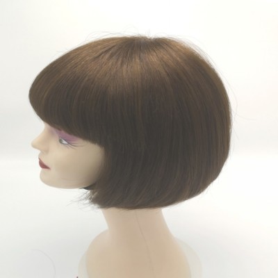 Cheap Human Hair Wigs 10 Inch Short Bob Wigs with Bangs Black And Brown Color Virgin Brazilian Straight Hair Wigs