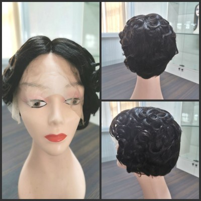 Virgin Brazilian Pixie Cut Short Human Hair Wigs,4 Inch Curly Full Lace Pixie Culrs