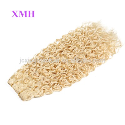 Most Popular Russian Blonde Human Hair Extensions Curly Blonde Weave