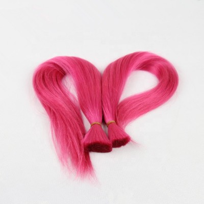 Fashion Color Pink Hair Bulk Virgin Indian Hair Bulk Wholesale