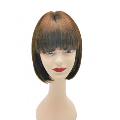 XMH Cheap Short Bob Wigs with Bangs Human Hair Virgin Brazilian Straight Hair Wigs for Women 10inch